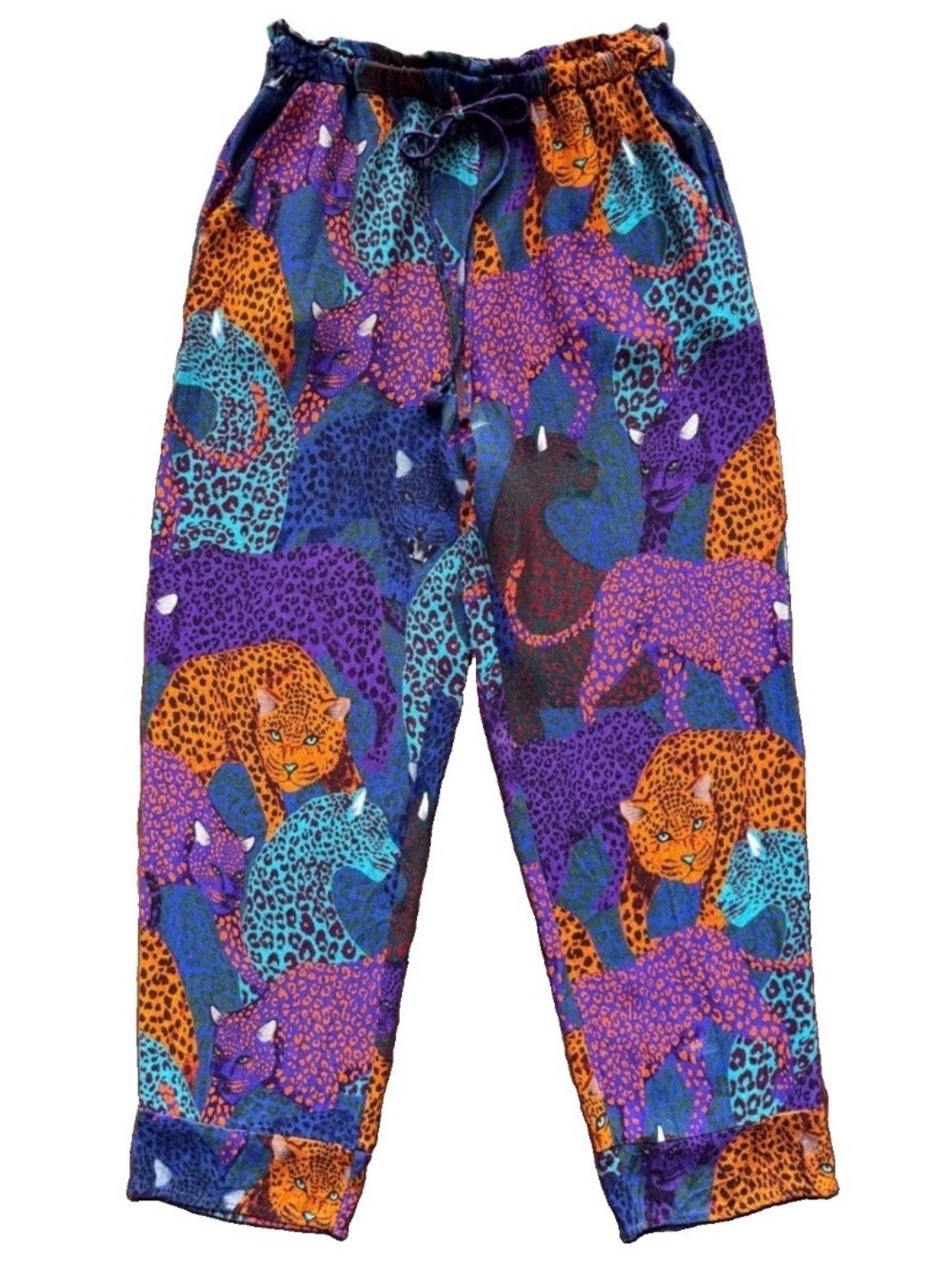 Farm Rio Sami Wildcat Pants Sz S Anthropologie Leopard Panther Multicolor Resort